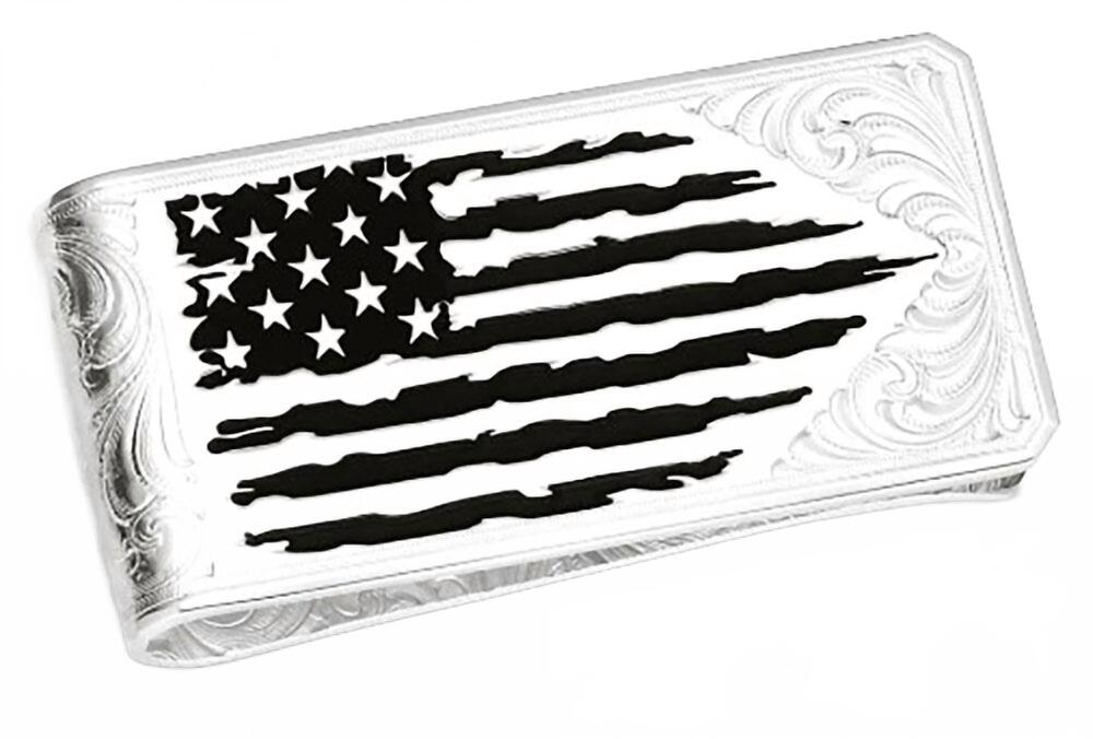 NEW MONTANA SILVERSMITHS men's american made strength money clip in silver/black